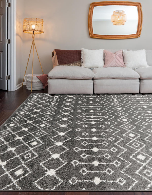 Mediterranean Lattice Collection Area Rug - Santorini (Dark Gray) Rectangle Dark Gray lifestyle 6