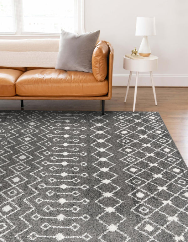 Mediterranean Lattice Collection Area Rug - Santorini (Dark Gray) Rectangle Dark Gray lifestyle 7
