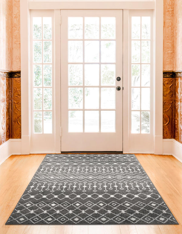 Mediterranean Lattice Collection Area Rug - Santorini (Dark Gray) Rectangle Dark Gray lifestyle 8