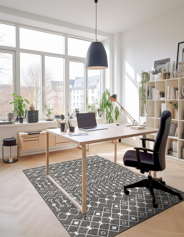 Mediterranean Lattice Collection Area Rug - Santorini (Dark Gray) Rectangle Dark Gray lifestyle 9
