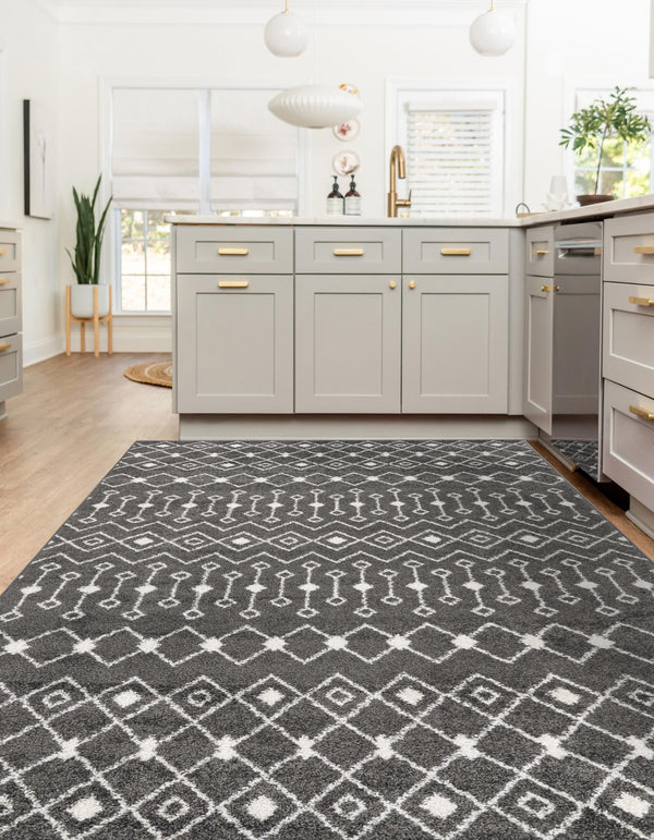 Mediterranean Lattice Collection Area Rug - Santorini (Dark Gray) Rectangle Dark Gray lifestyle 10