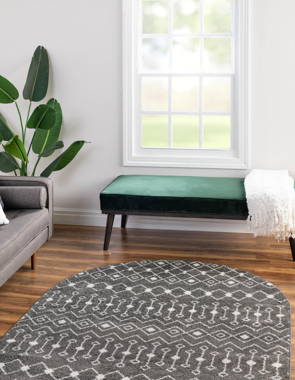 Mediterranean Lattice Collection Area Rug - Santorini (Dark Gray) Oval Dark Gray lifestyle 2
