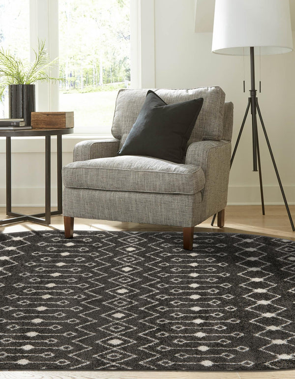 Mediterranean Lattice Collection Area Rug - Santorini (Dark Gray) Oval Dark Gray lifestyle 41