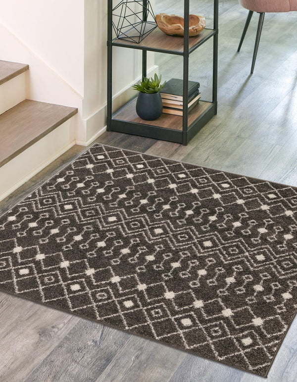 Mediterranean Lattice Collection Area Rug - Santorini (Dark Gray) Square Dark Gray lifestyle 0