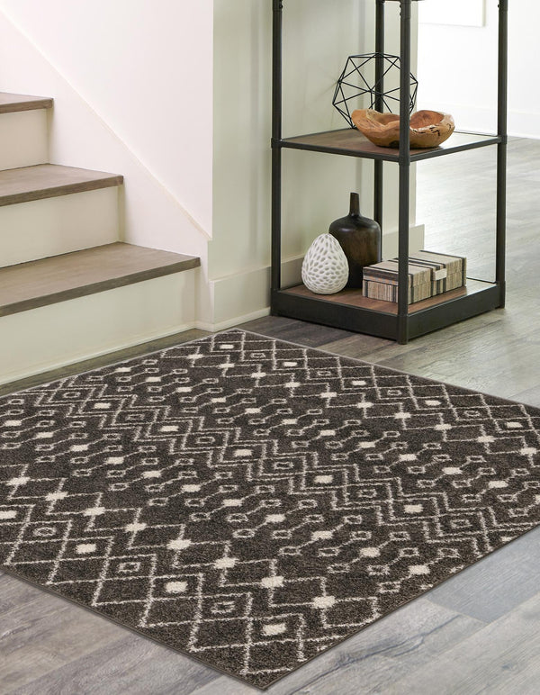 Mediterranean Lattice Collection Area Rug - Santorini (Dark Gray) Square Dark Gray lifestyle 2