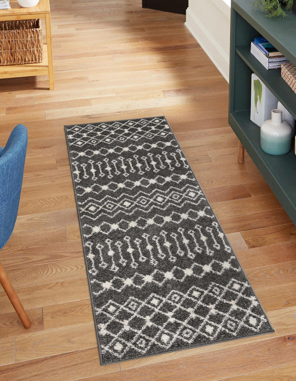 Mediterranean Lattice Collection Area Rug - Santorini (Dark Gray) Runner Dark Gray lifestyle 0