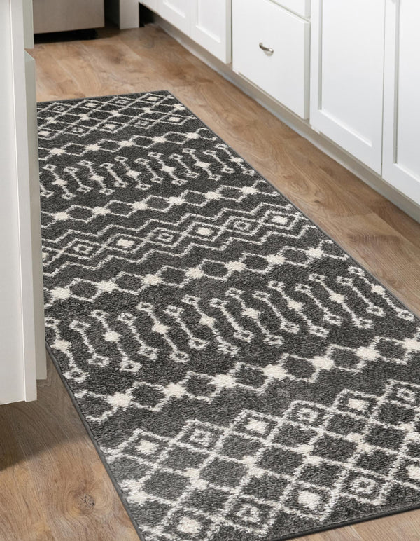 Mediterranean Lattice Collection Area Rug - Santorini (Dark Gray) Runner Dark Gray lifestyle 4