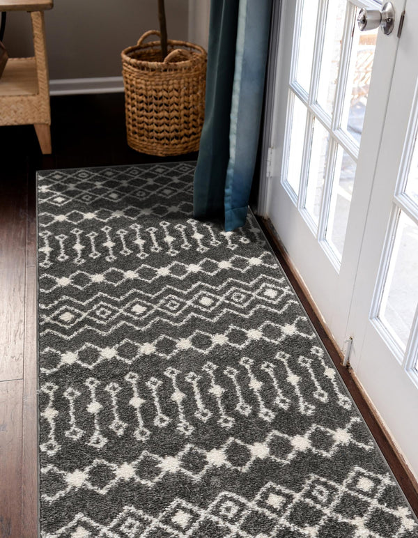 Mediterranean Lattice Collection Area Rug - Santorini (Dark Gray) Runner Dark Gray lifestyle 5