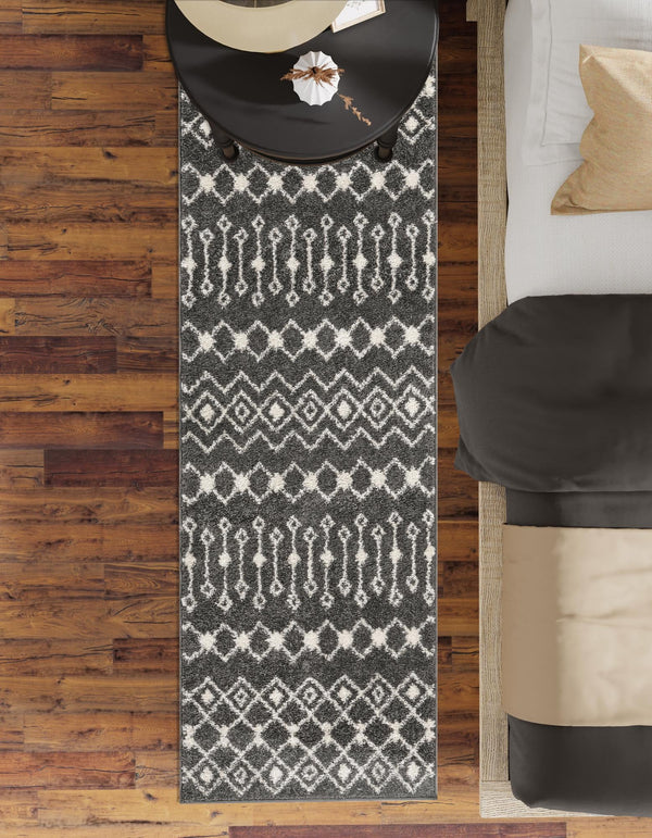 Mediterranean Lattice Collection Area Rug - Santorini (Dark Gray) Runner Dark Gray lifestyle 10