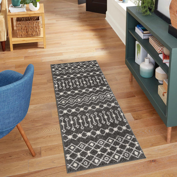Mediterranean Lattice Collection Area Rug - Santorini (Dark Gray) Runner Dark Gray lifestyle 22