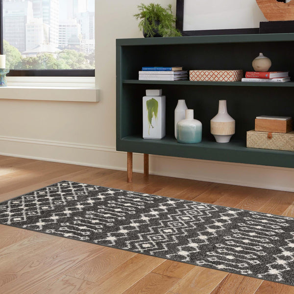 Mediterranean Lattice Collection Area Rug - Santorini (Dark Gray) Runner Dark Gray lifestyle 23