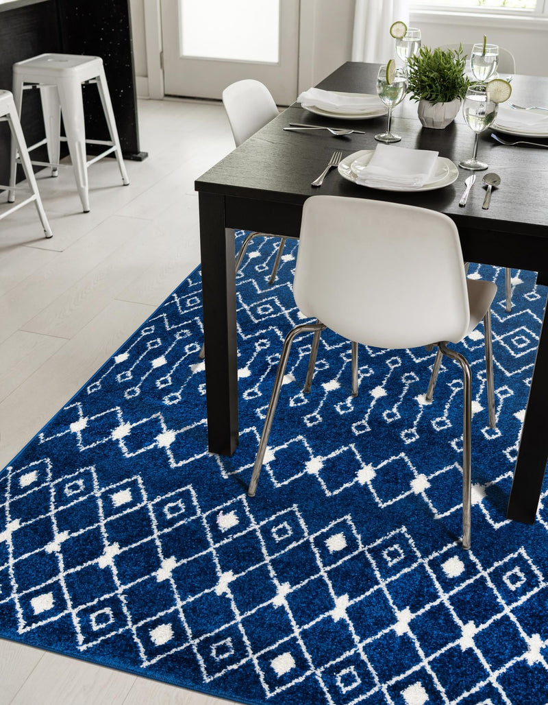 Mediterranean Lattice Collection Area Rug - Santorini (Navy Blue) Rectangle Navy Blue  lifestyle 4
