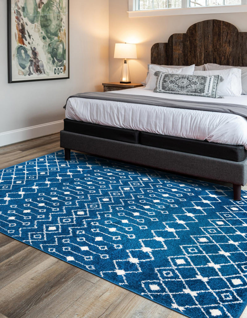 Mediterranean Lattice Collection Area Rug - Santorini (Navy Blue) Rectangle Navy Blue  lifestyle 6