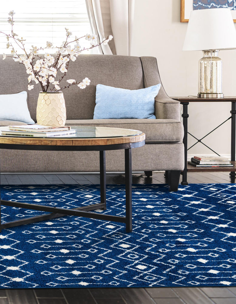 Mediterranean Lattice Collection Area Rug - Santorini (Navy Blue) Rectangle Navy Blue  lifestyle 7
