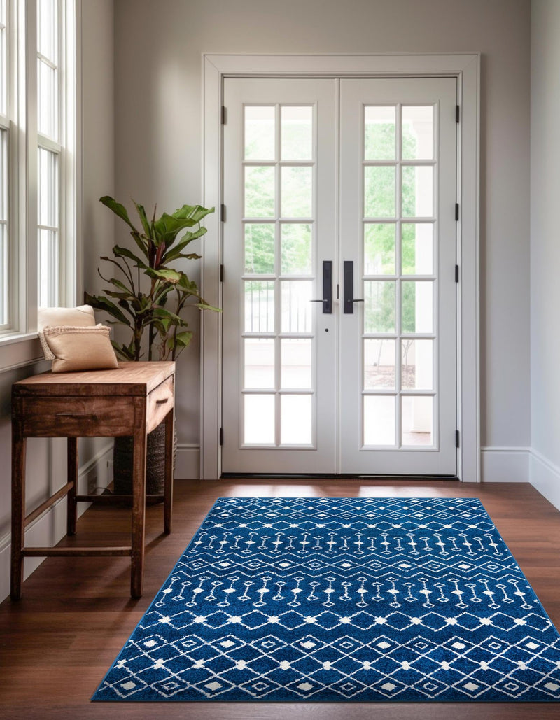 Mediterranean Lattice Collection Area Rug - Santorini (Navy Blue) Rectangle Navy Blue  lifestyle 8