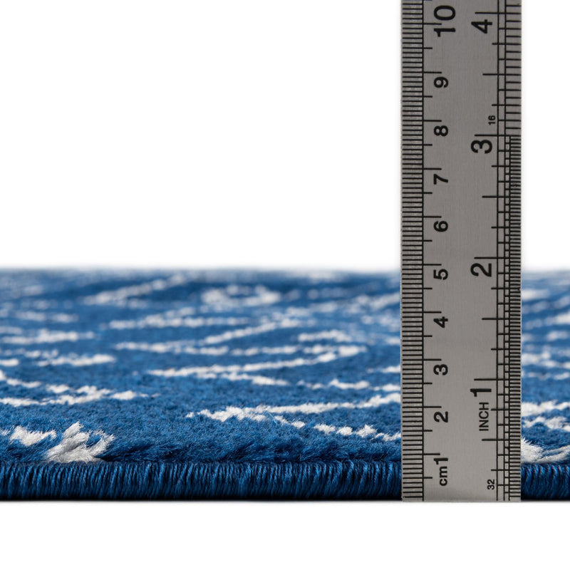 Mediterranean Lattice Collection Area Rug - Santorini (Navy Blue) Round Navy Blue  lifestyle 3