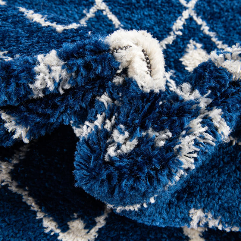 Mediterranean Lattice Collection Area Rug - Santorini (Navy Blue) Round Navy Blue  lifestyle 6