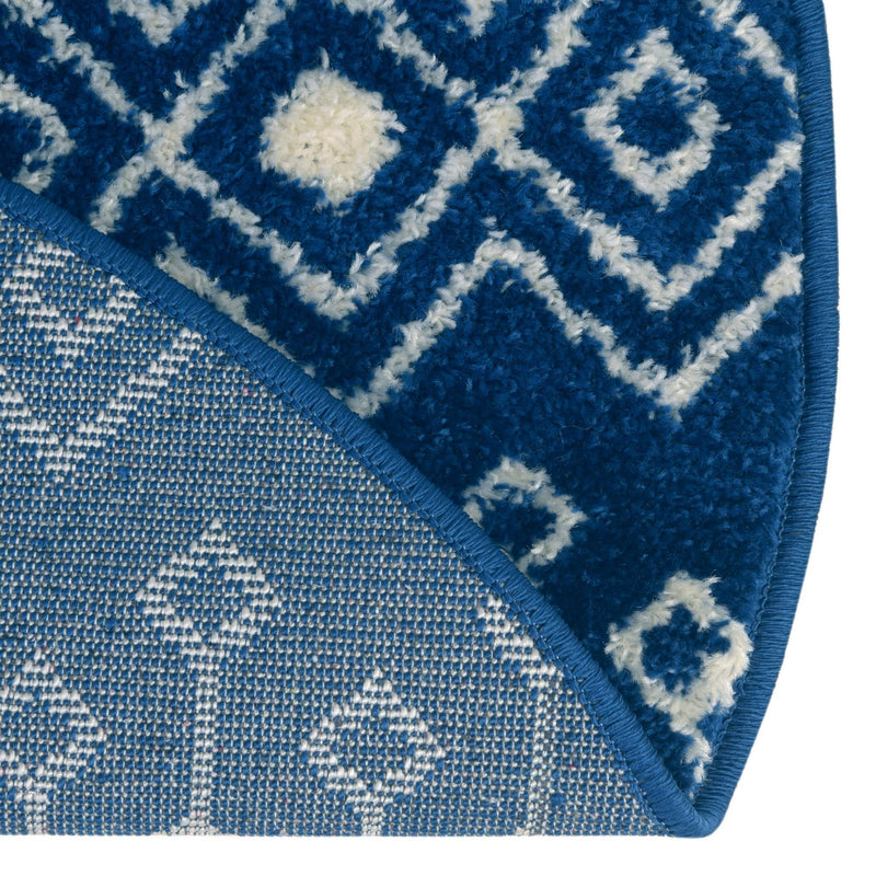 Mediterranean Lattice Collection Area Rug - Santorini (Navy Blue) Round Navy Blue  lifestyle 7
