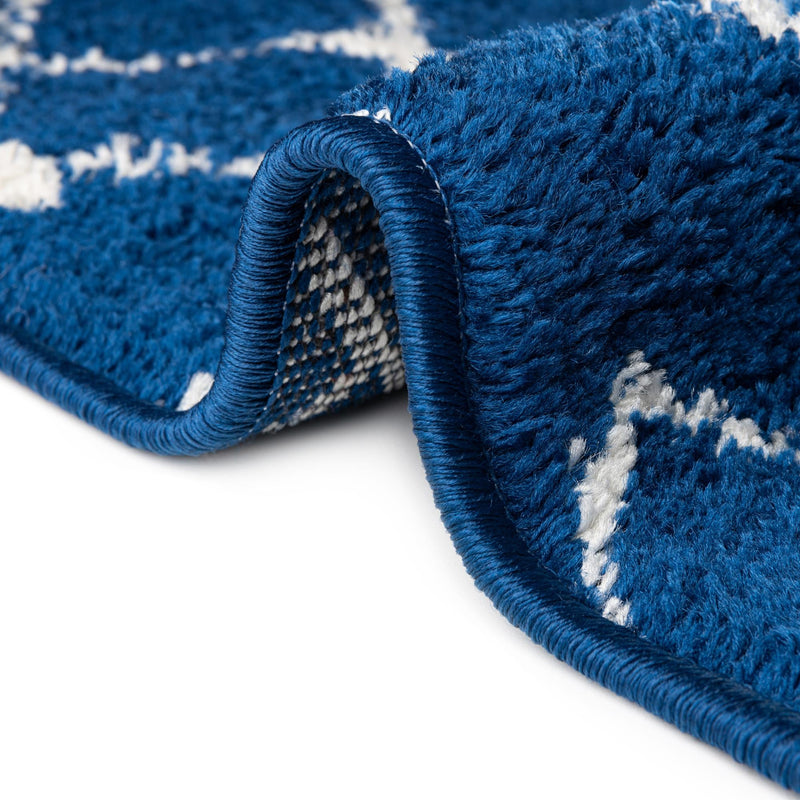 Mediterranean Lattice Collection Area Rug - Santorini (Navy Blue) Round Navy Blue  lifestyle 8