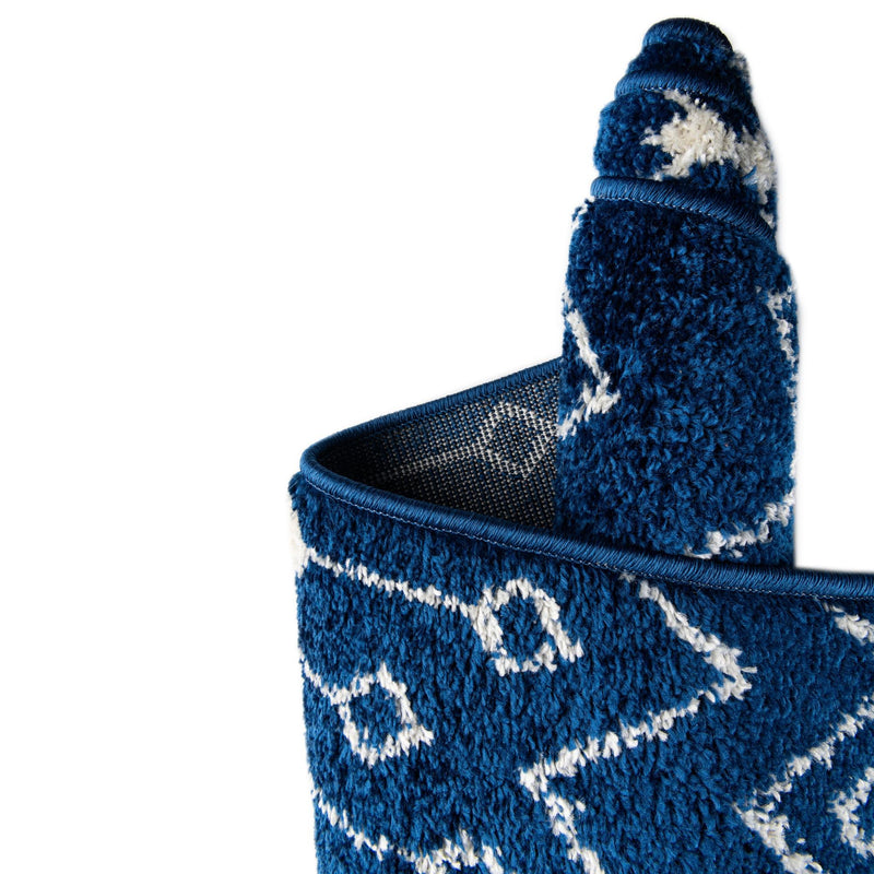 Mediterranean Lattice Collection Area Rug - Santorini (Navy Blue) Round Navy Blue  lifestyle 9