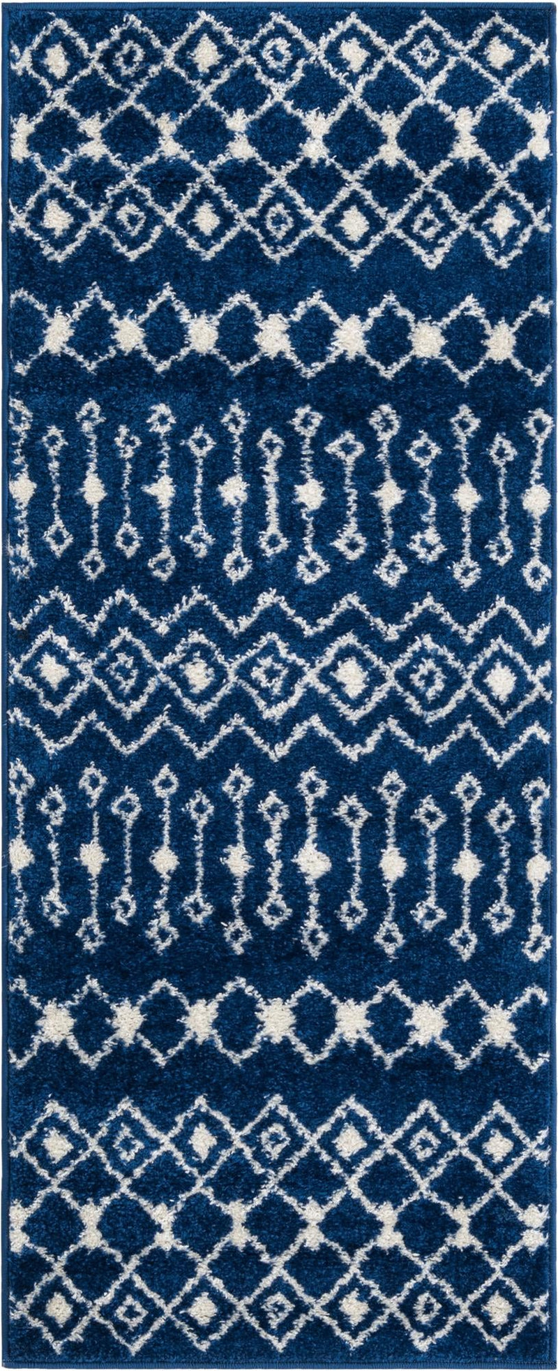 Mediterranean Lattice Collection Area Rug - Santorini (Navy Blue) Runner Navy Blue Main