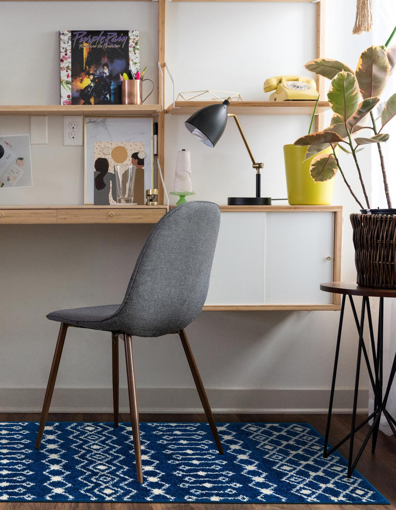 Mediterranean Lattice Collection Area Rug - Santorini (Navy Blue) Runner Navy Blue  lifestyle 2