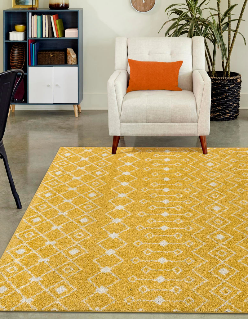 Mediterranean Lattice Collection Area Rug - Santorini (Yellow) Rectangle Yellow lifestyle 3