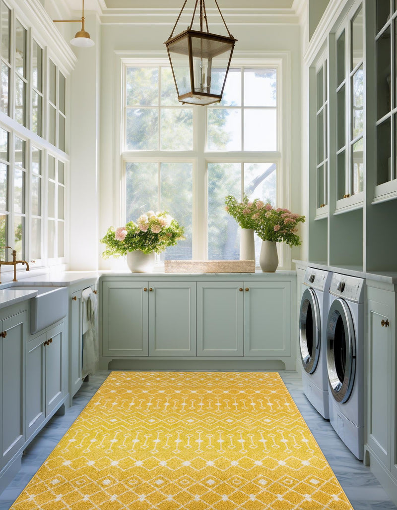 Mediterranean Lattice Collection Area Rug - Santorini (Yellow) Rectangle Yellow lifestyle 5