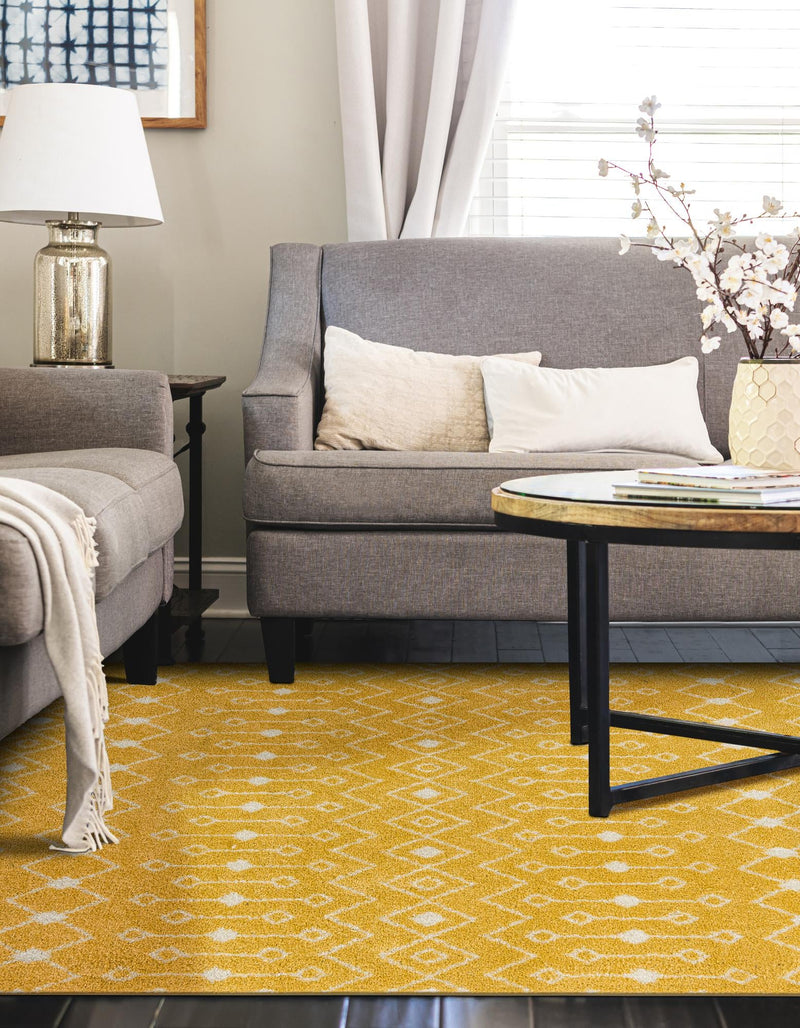 Mediterranean Lattice Collection Area Rug - Santorini (Yellow) Rectangle Yellow lifestyle 6