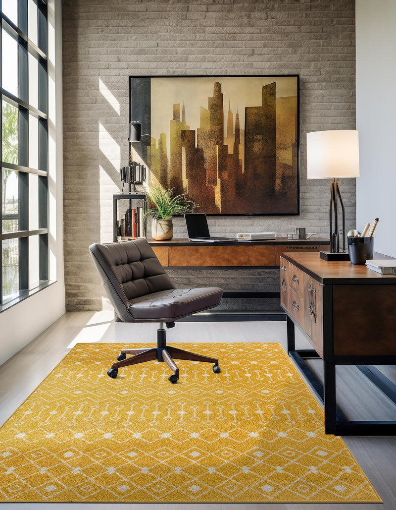 Mediterranean Lattice Collection Area Rug - Santorini (Yellow) Rectangle Yellow lifestyle 9