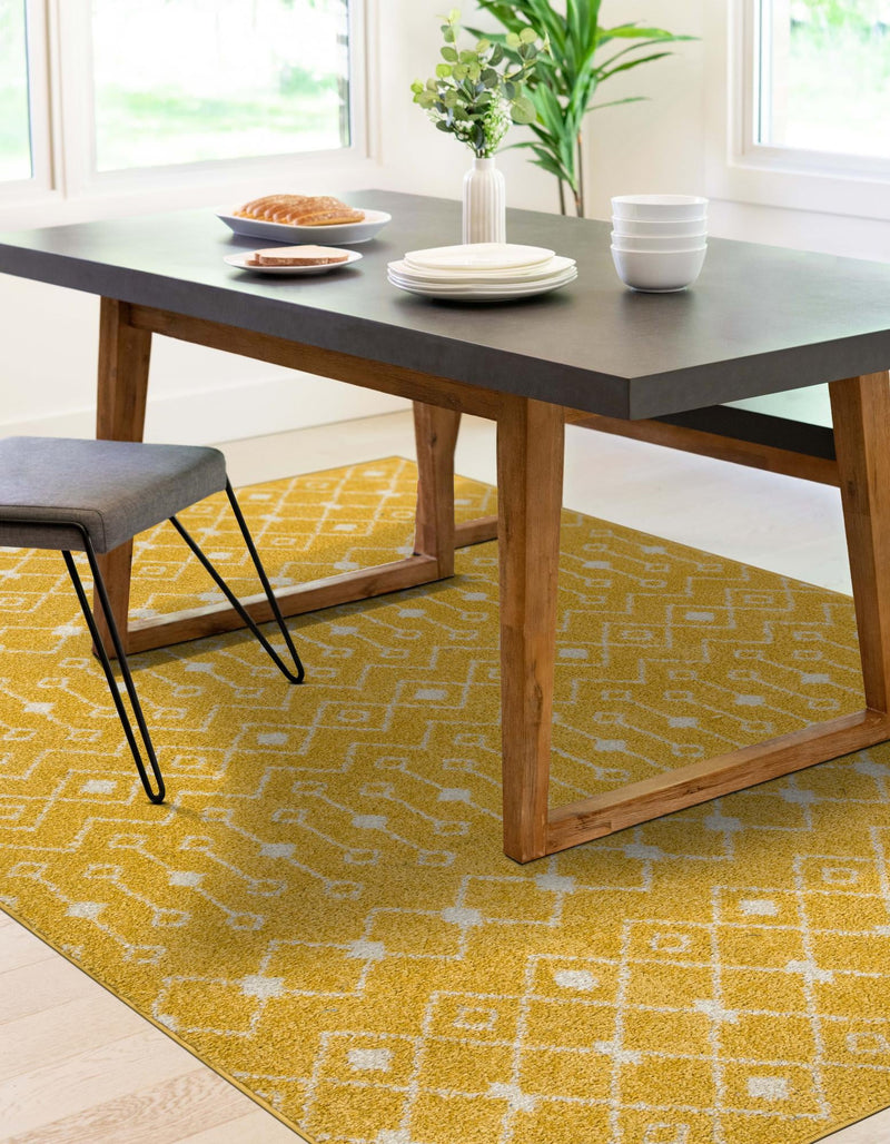 Mediterranean Lattice Collection Area Rug - Santorini (Yellow) Rectangle Yellow lifestyle 10