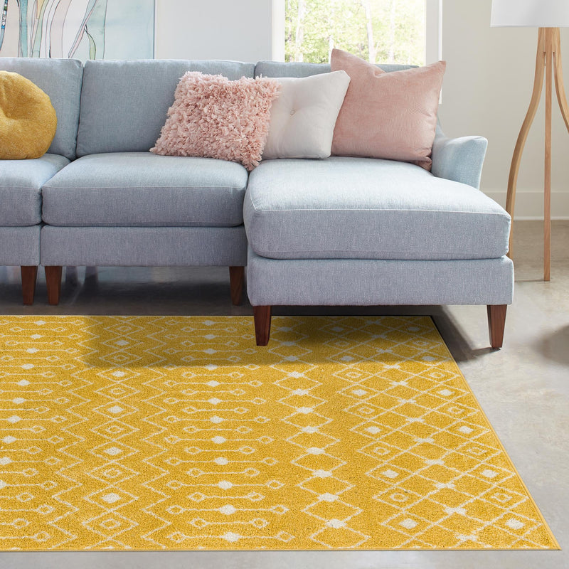 Mediterranean Lattice Collection Area Rug - Santorini (Yellow) Rectangle Yellow lifestyle 24