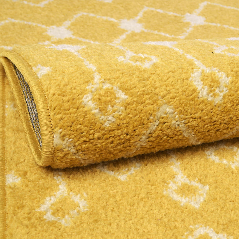 Mediterranean Lattice Collection Area Rug - Santorini (Yellow) Oval Yellow lifestyle 13