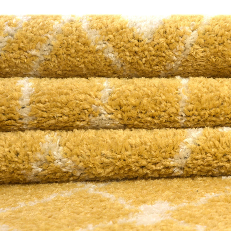 Mediterranean Lattice Collection Area Rug - Santorini (Yellow) Oval Yellow lifestyle 23