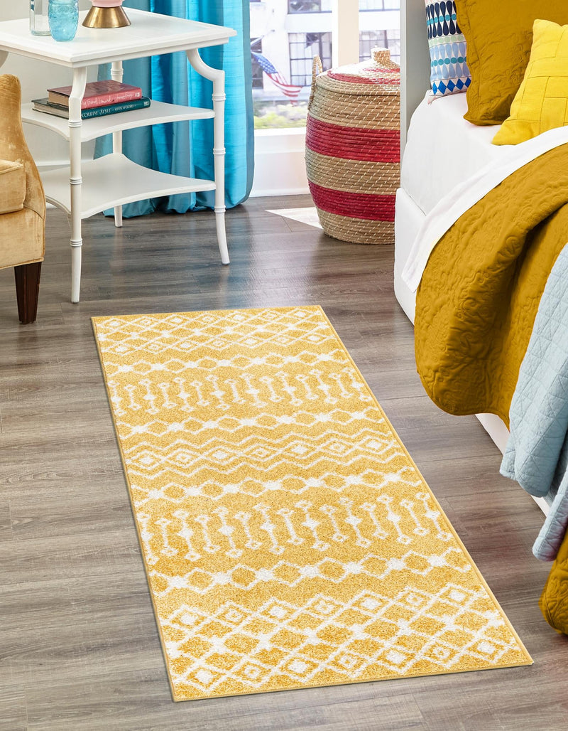 Mediterranean Lattice Collection Area Rug - Santorini (Yellow) Runner Yellow lifestyle 0