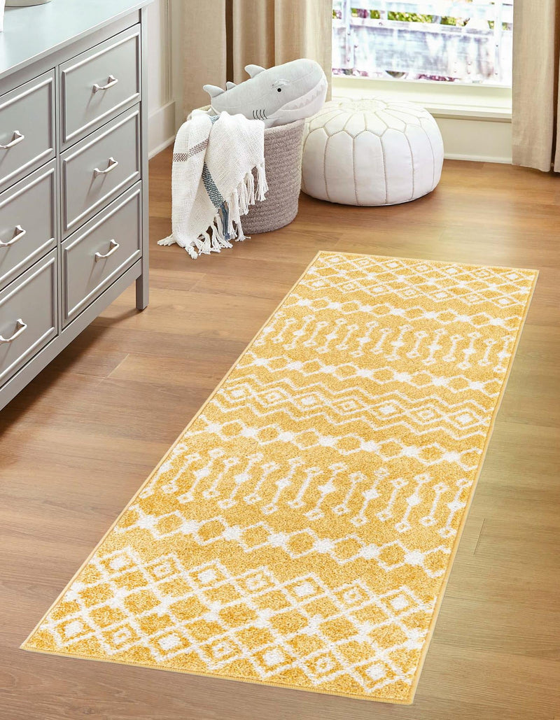 Mediterranean Lattice Collection Area Rug - Santorini (Yellow) Runner Yellow lifestyle 5