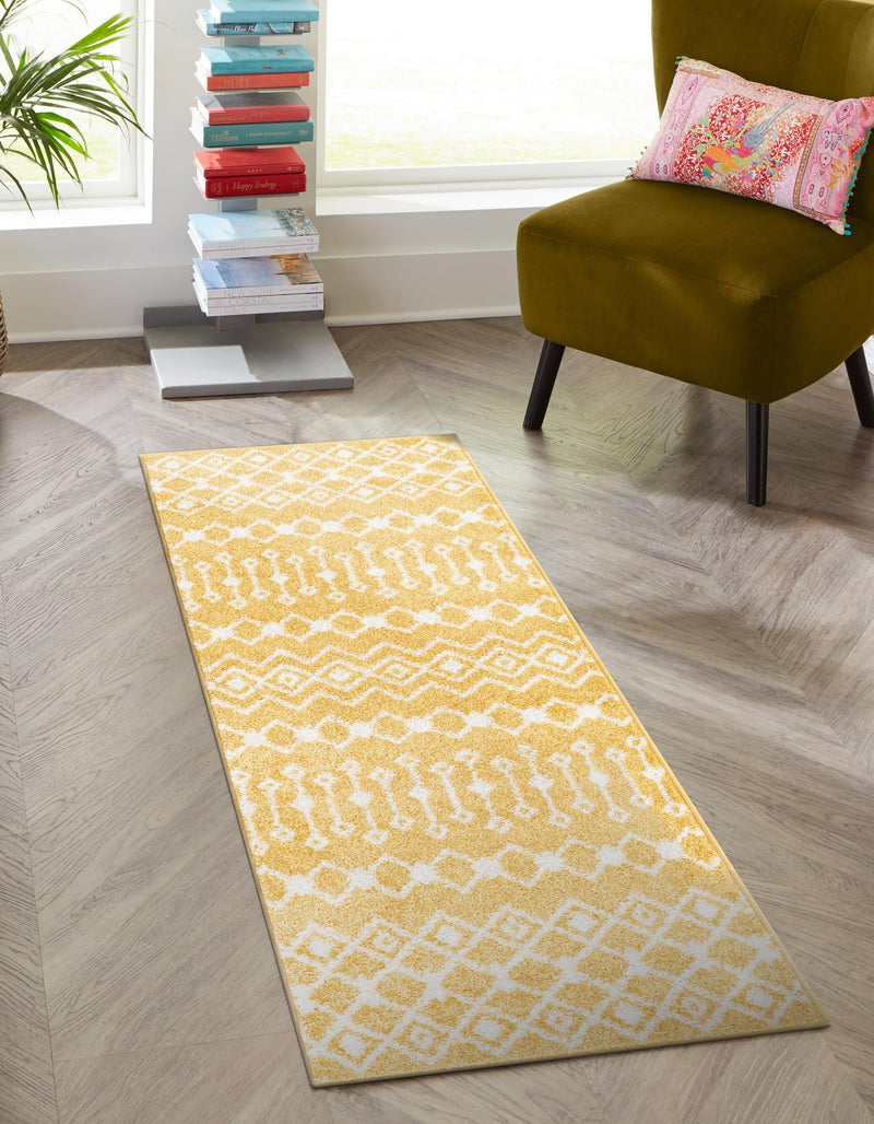 Mediterranean Lattice Collection Area Rug - Santorini (Yellow) Runner Yellow lifestyle 6