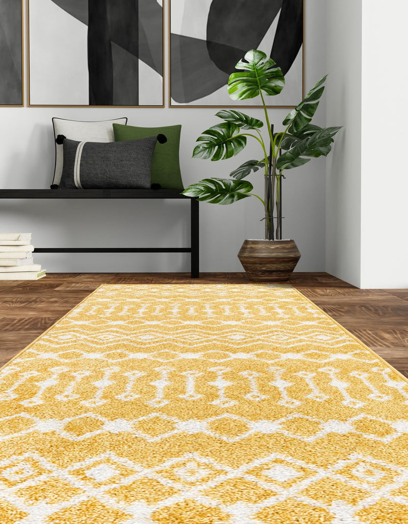 Mediterranean Lattice Collection Area Rug - Santorini (Yellow) Runner Yellow lifestyle 7