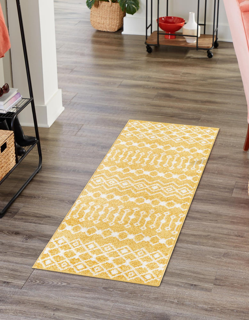 Mediterranean Lattice Collection Area Rug - Santorini (Yellow) Runner Yellow lifestyle 9