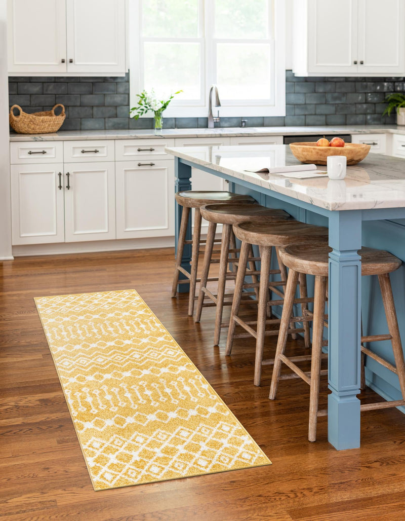 Mediterranean Lattice Collection Area Rug - Santorini (Yellow) Runner Yellow lifestyle 10