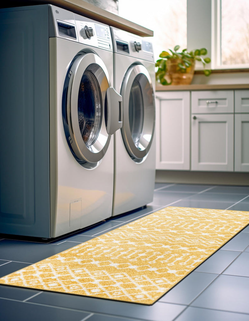 Mediterranean Lattice Collection Area Rug - Santorini (Yellow) Runner Yellow lifestyle 11