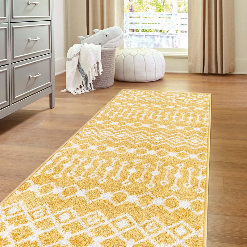 Mediterranean Lattice Collection Area Rug - Santorini (Yellow) Runner Yellow lifestyle 24