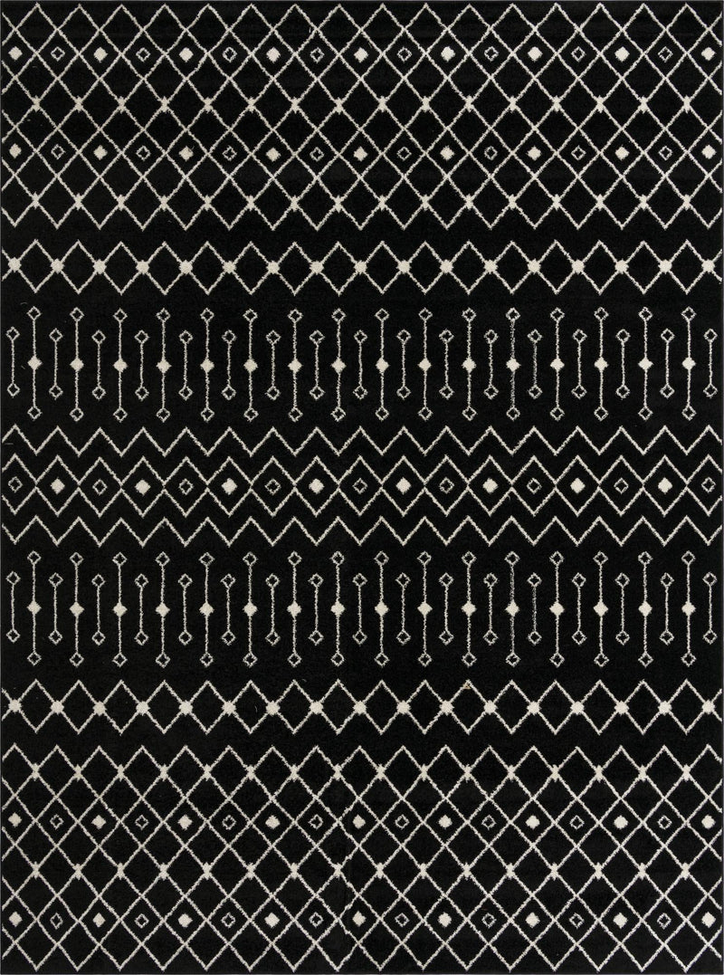 Mediterranean Lattice Collection Area Rug - Santorini (Black and White) Rectangle Black and White Main