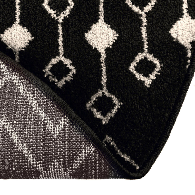 Mediterranean Lattice Collection Area Rug - Santorini (Black and White) Round Black and White lifestyle 8