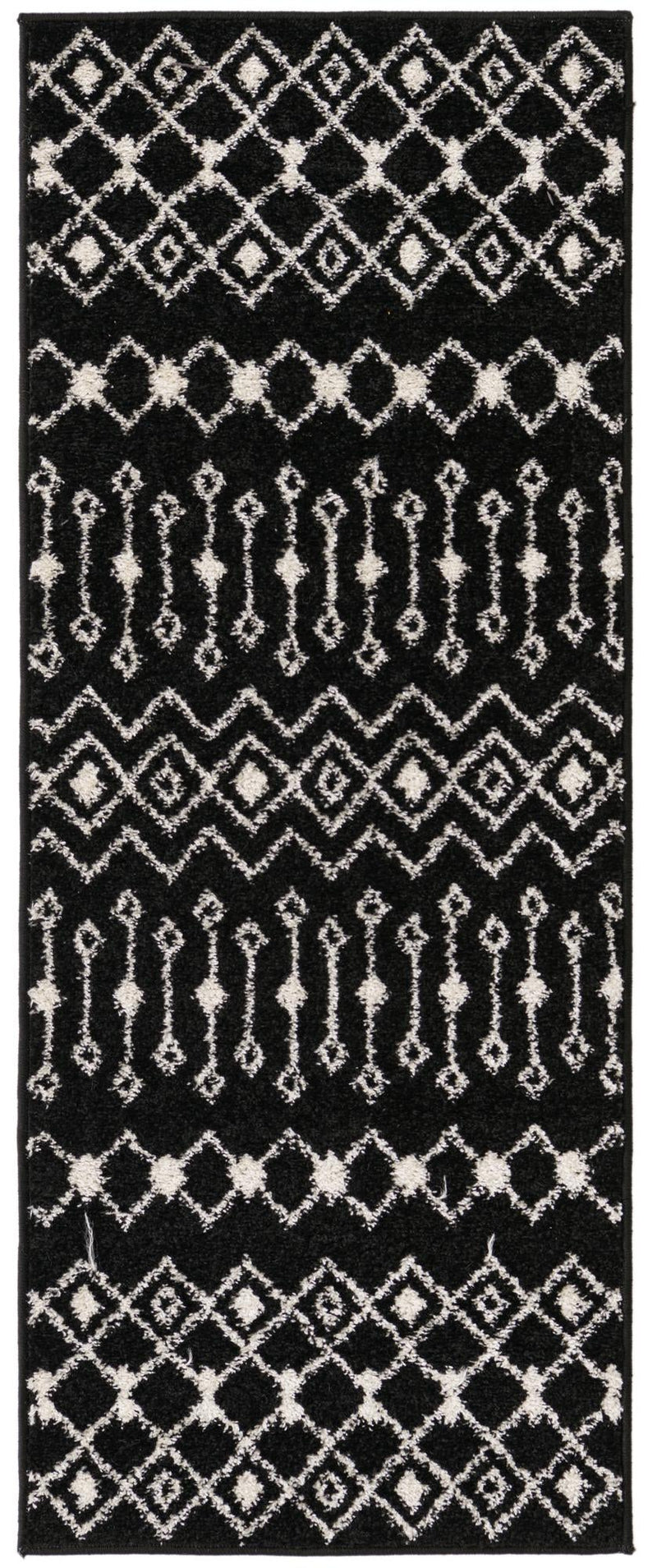 Mediterranean Lattice Collection Area Rug - Santorini (Black and White) Runner Black and White Main