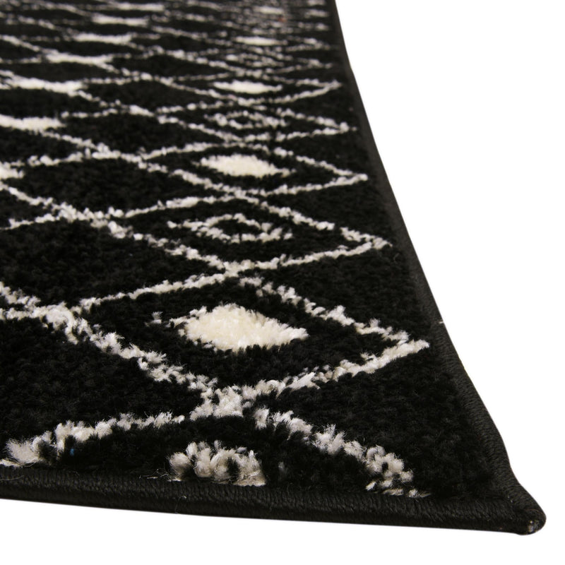 Mediterranean Lattice Collection Area Rug - Santorini (Black and White) Runner Black and White lifestyle 5