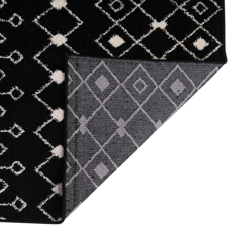 Mediterranean Lattice Collection Area Rug - Santorini (Black and White) Runner Black and White lifestyle 7