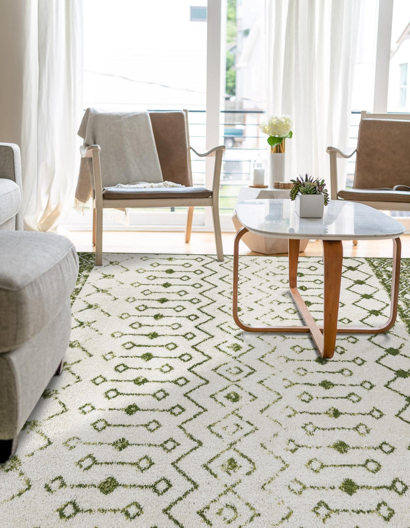 Mediterranean Lattice Collection Area Rug - Casablanca (Ivory Green) Rectangle Ivory Green lifestyle 3