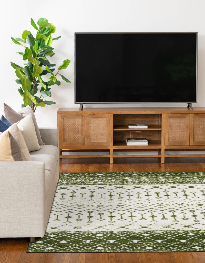 Mediterranean Lattice Collection Area Rug - Casablanca (Ivory Green) Rectangle Ivory Green lifestyle 5