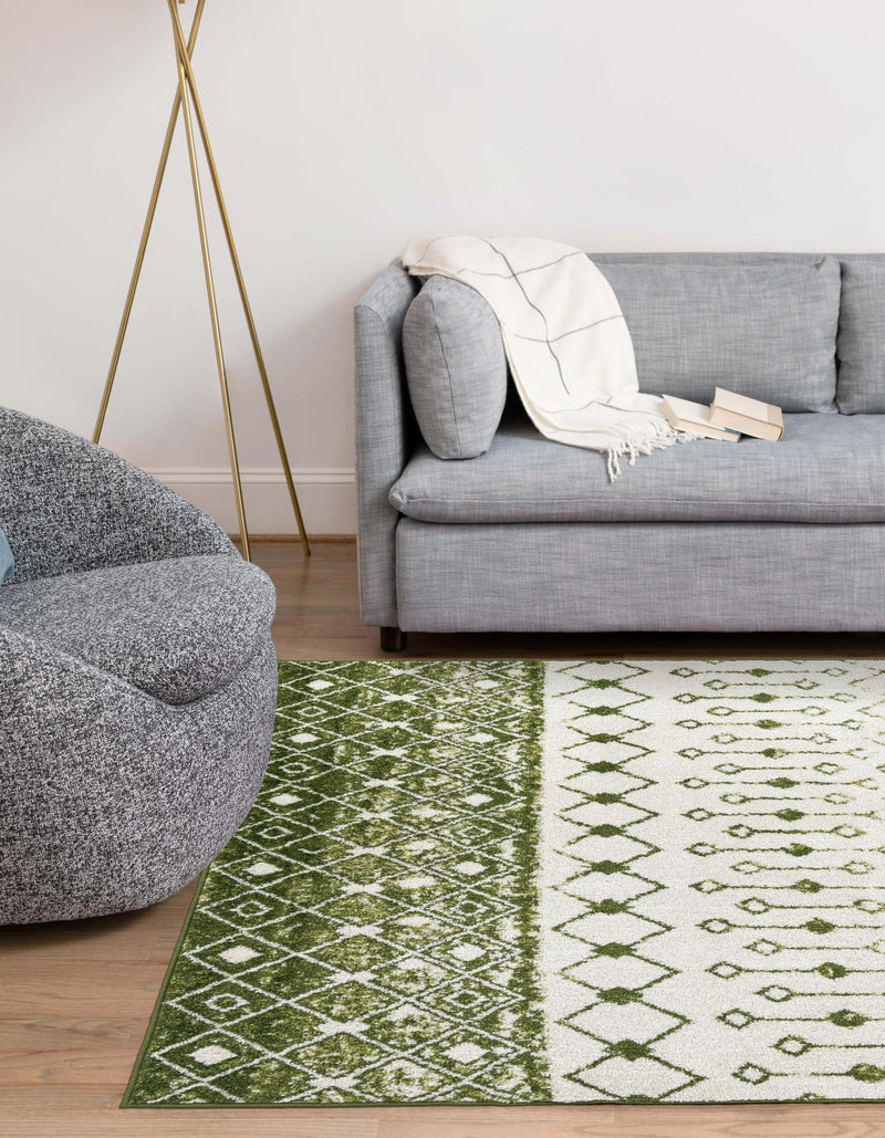 Mediterranean Lattice Collection Area Rug - Casablanca (Ivory Green) Rectangle Ivory Green lifestyle 6